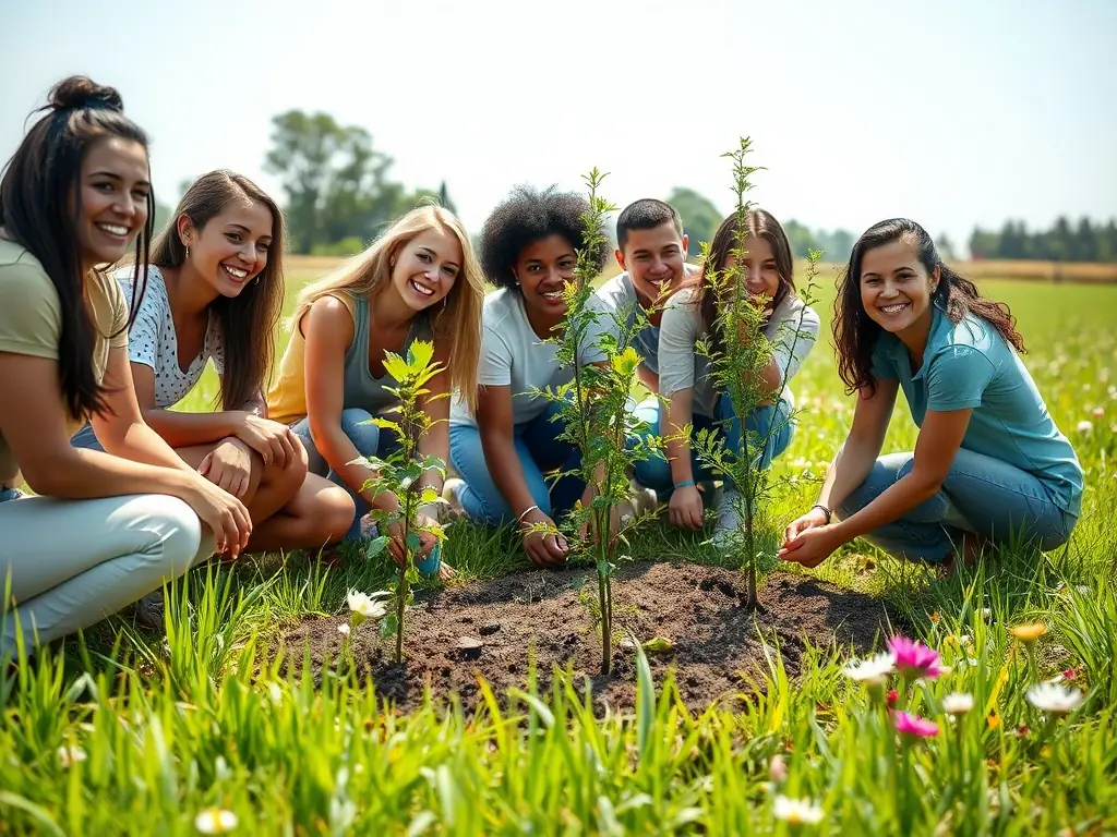 A photograph of club members cleaning up a forest area, emphasizing the club's dedication to conservation and environmental stewardship.